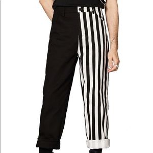 Dangerfield Black & White Half-and-Half Striped Men's Pants